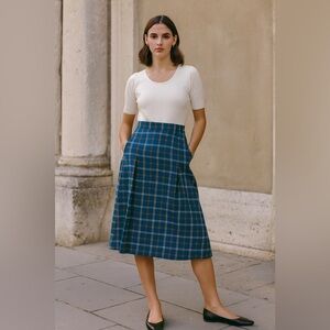 Blue Plaid A-Line Skirt